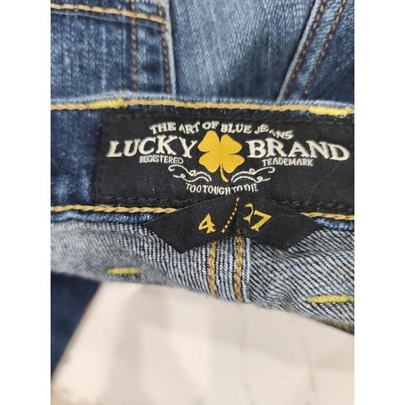 Lucky Brand Capri Jeans Easy Rider Cropped Distressed Denim 4 27 - Picture 5 of 8